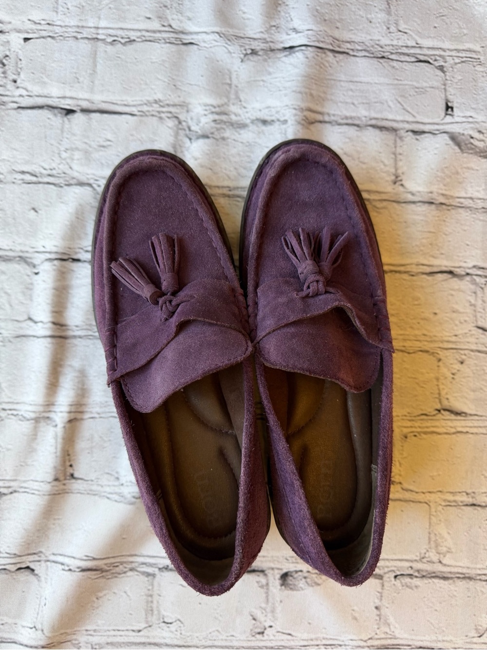 Born Purple Suede Loafers Chunky Sole Tassles Womens 8.5 Academia Preppy Funky - Picture 8 of 9